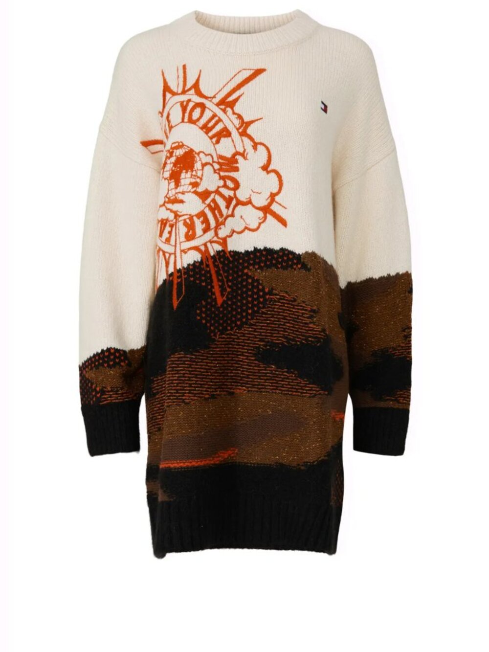 Tommy Hilfiger Sweater Dress Love Your Mother Earth Tunic Wool blend Mini Cozy M - Picture 5 of 14